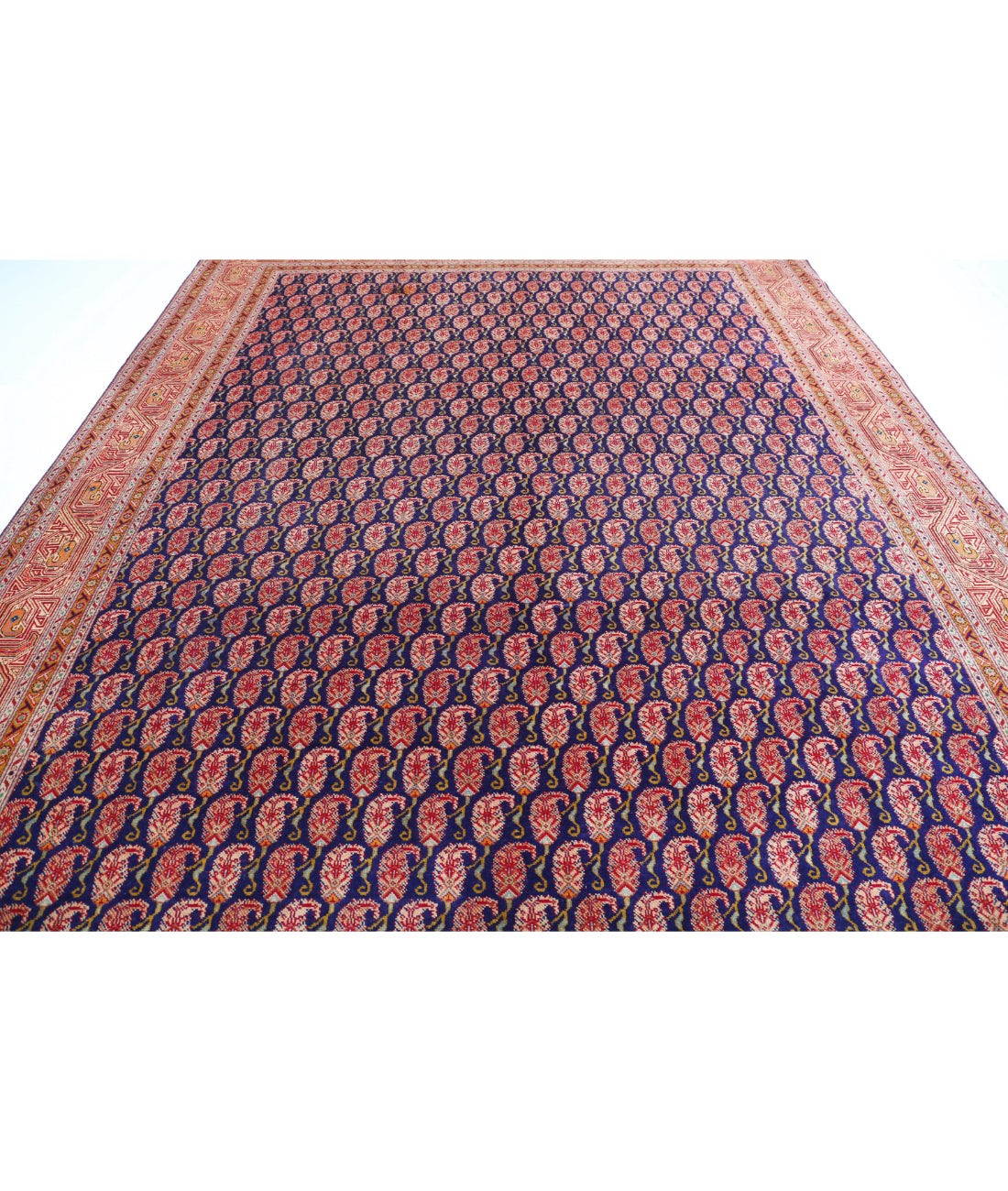 Hand Knotted Persian Mir Saraband Wool Rug - 9'10'' x 12'7'' 9'10'' x 12'7'' (295 X 378) / Blue / Red