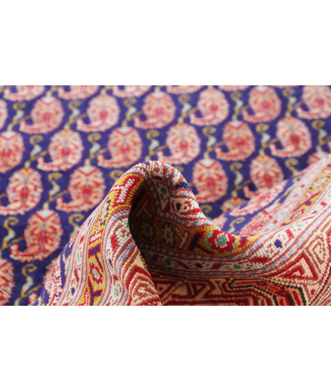 Hand Knotted Persian Mir Saraband Wool Rug - 9'10'' x 12'7'' 9'10'' x 12'7'' (295 X 378) / Blue / Red