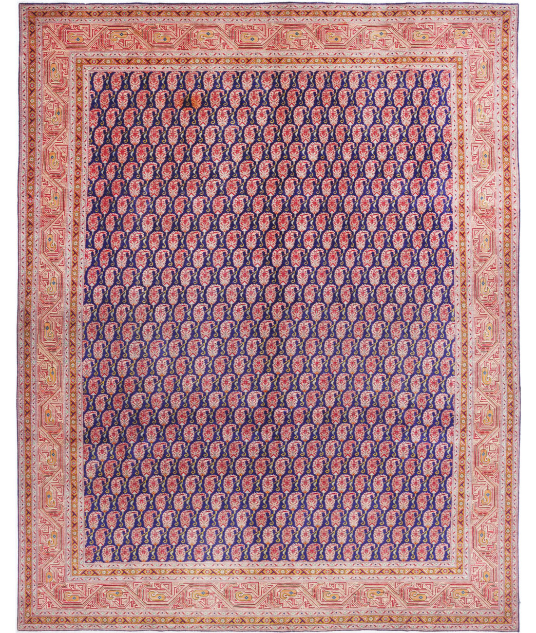 Hand Knotted Persian Mir Saraband Wool Rug - 9&#39;10&#39;&#39; x 12&#39;7&#39;&#39; 9&#39;10&#39;&#39; x 12&#39;7&#39;&#39; (295 X 378) / Blue / Red