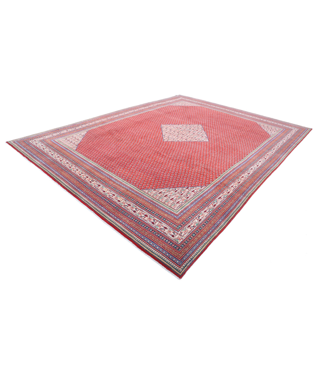 Hand Knotted Persian Mir Saraband Wool Rug - 10'2'' x 13'9'' 10'2'' x 13'9'' (305 X 413) / Red / Ivory