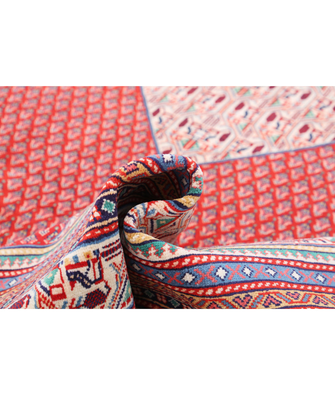 Hand Knotted Persian Mir Saraband Wool Rug - 10'2'' x 13'9'' 10'2'' x 13'9'' (305 X 413) / Red / Ivory