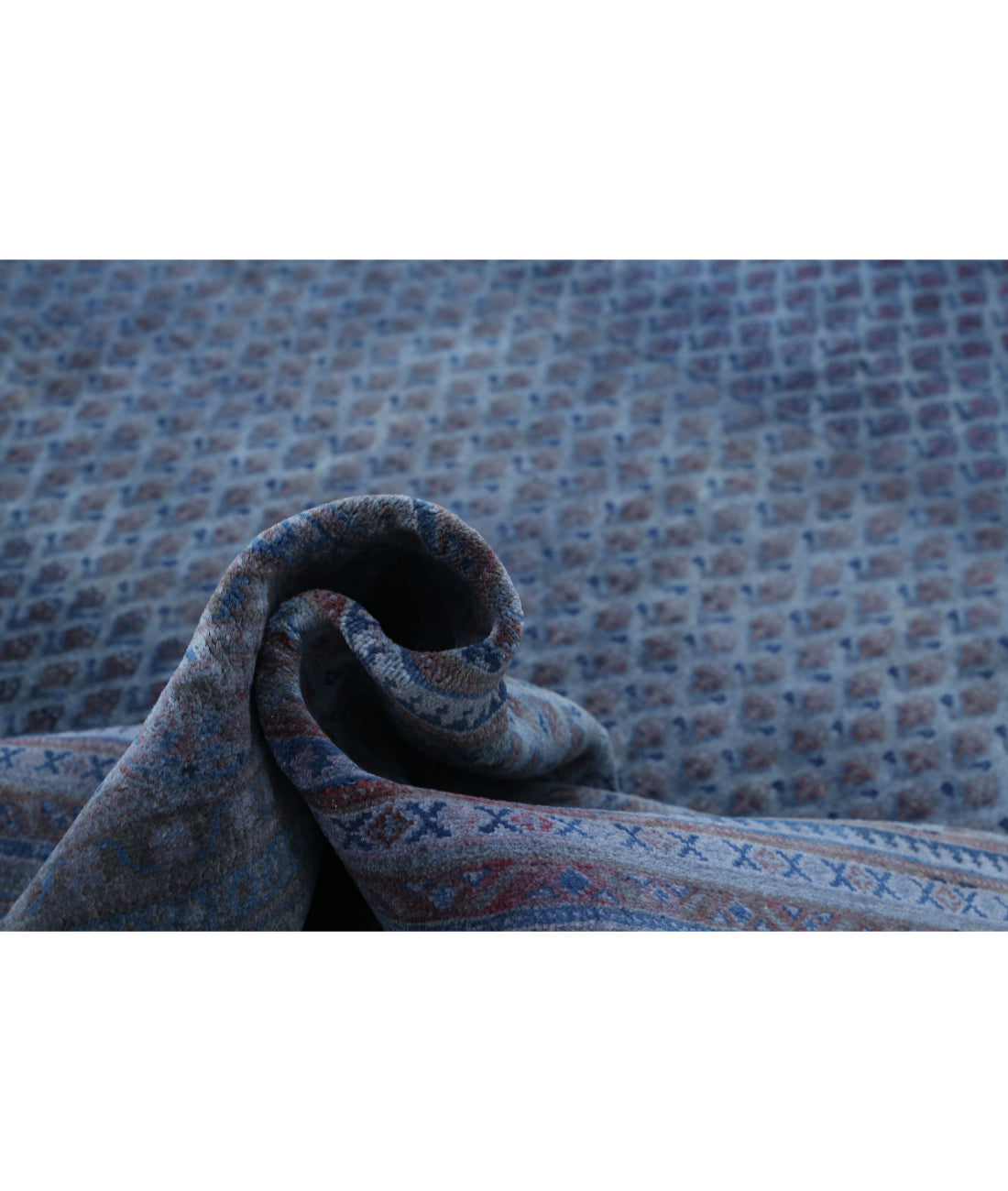 Hand Knotted Persian Mir Saraband Wool Rug - 9'9'' x 13'3'' 9'9'' x 13'3'' (293 X 398) / Blue / Blue