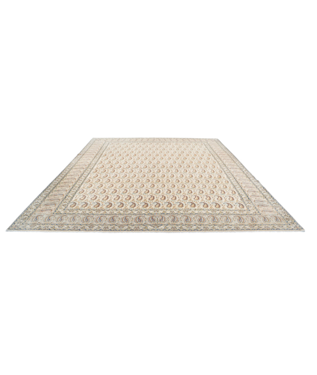 Hand Knotted Persian Mir Saraband Wool Rug - 10'6'' x 13'4'' 10'6'' x 13'4'' (315 X 400) / Ivory / Brown