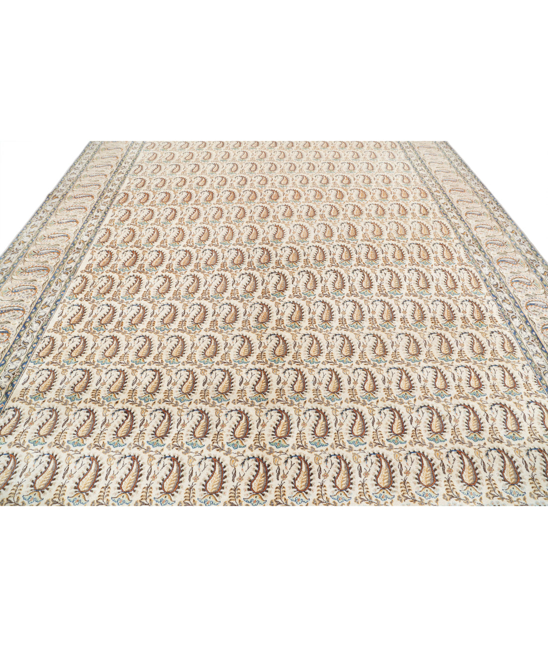 Hand Knotted Persian Mir Saraband Wool Rug - 10'6'' x 13'4'' 10'6'' x 13'4'' (315 X 400) / Ivory / Brown