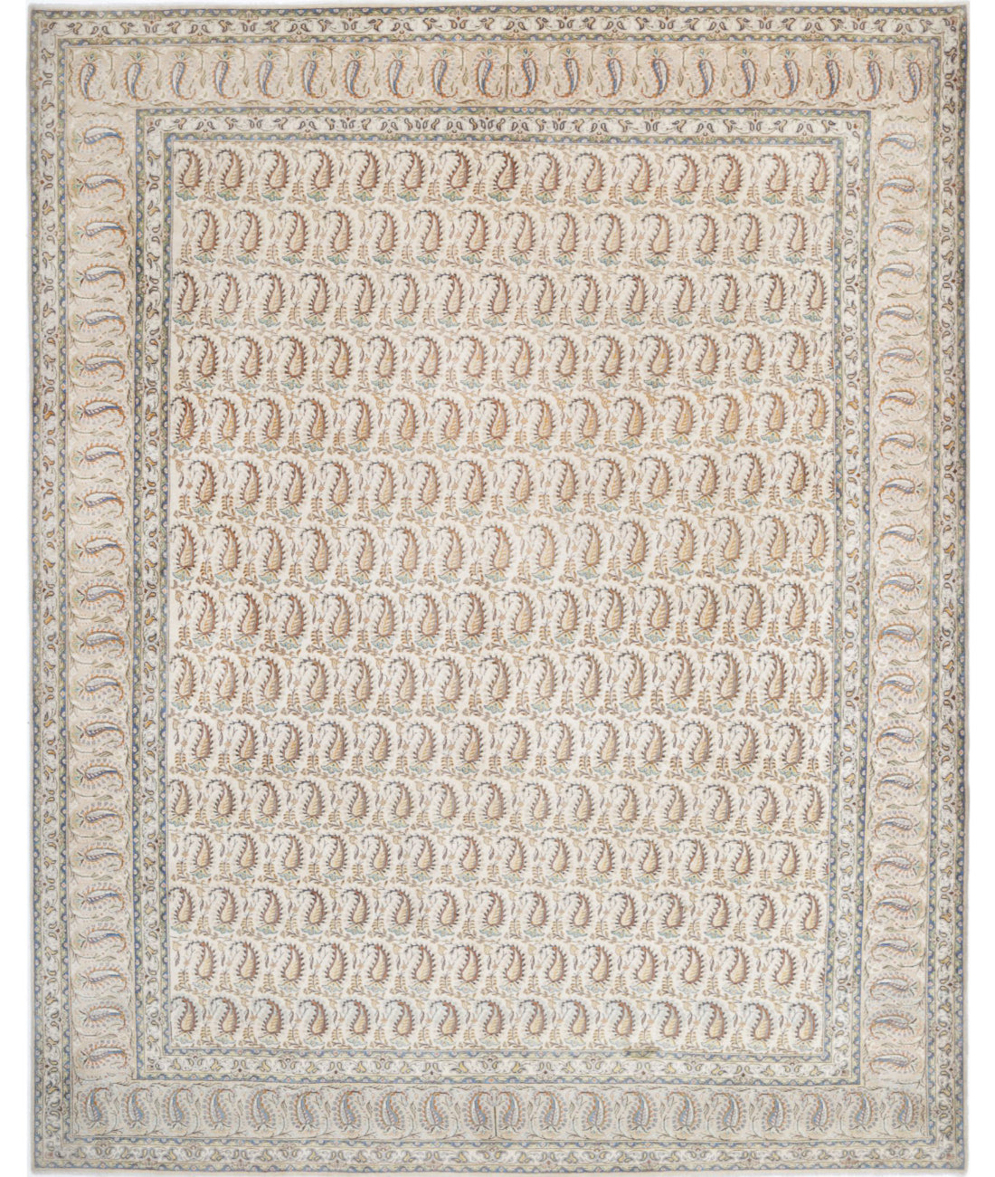 Hand Knotted Persian Mir Saraband Wool Rug - 10'6'' x 13'4'' 10'6'' x 13'4'' (315 X 400) / Ivory / Brown