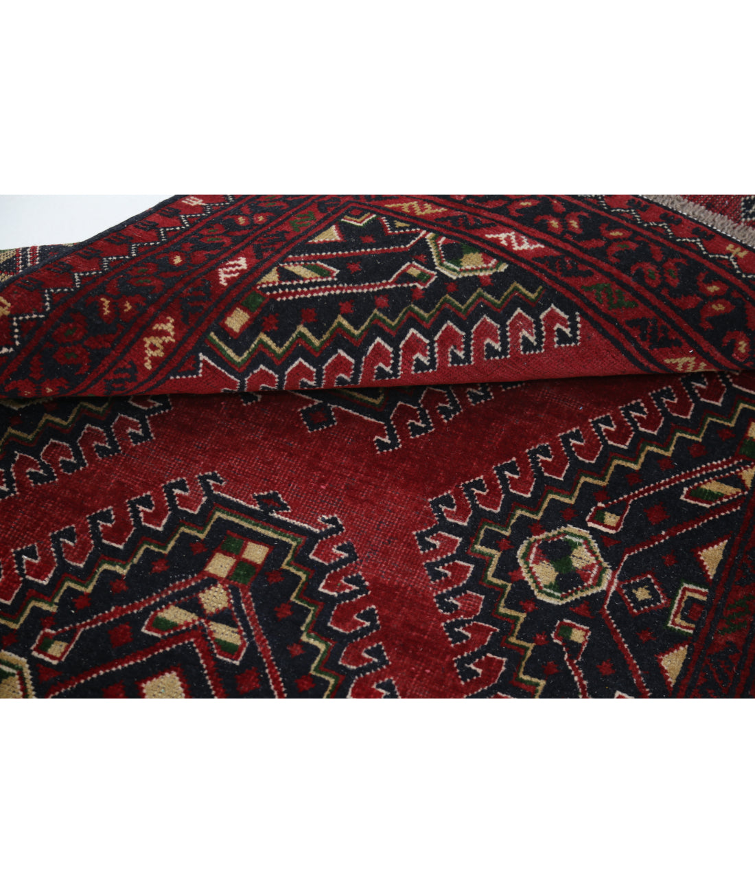 Hand Knotted Afghan Baluch Wool Rug - 3'2'' x 6'5'' 3' 2" X 6' 5" (97 X 196) / Red / Blue