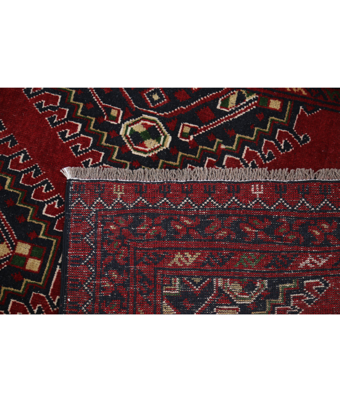 Hand Knotted Afghan Baluch Wool Rug - 3'2'' x 6'5'' 3' 2" X 6' 5" (97 X 196) / Red / Blue