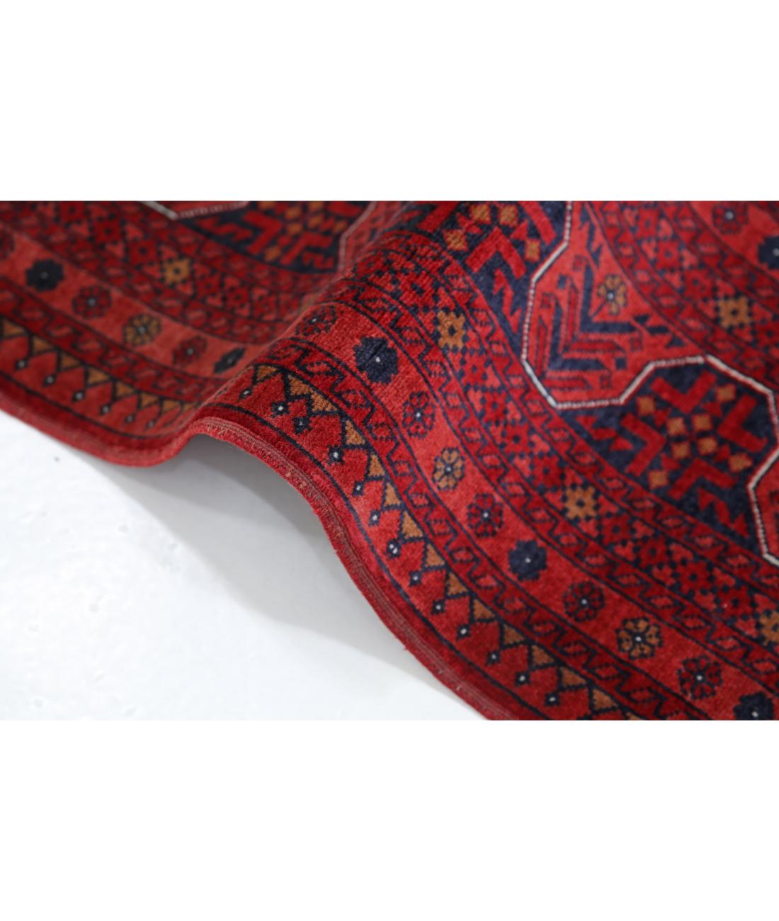 Hand Knotted Afghan Beljik Wool Rug - 5'7'' x 7'6'' 5' 7" X 7' 6" (170 X 229) / Red / Blue