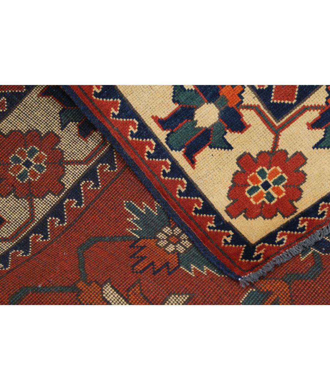 Hand Knotted Afghan Karghai Wool Rug - 4'10'' x 6'3'' 4' 10" X 6' 3" (147 X 191) / Rust / Beige