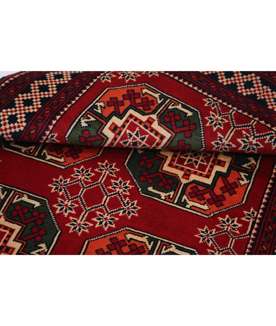 Hand Knotted Afghan Karghai Wool Rug - 3'4'' x 4'8'' 3' 4" X 4' 8" (102 X 142) / Red / Black
