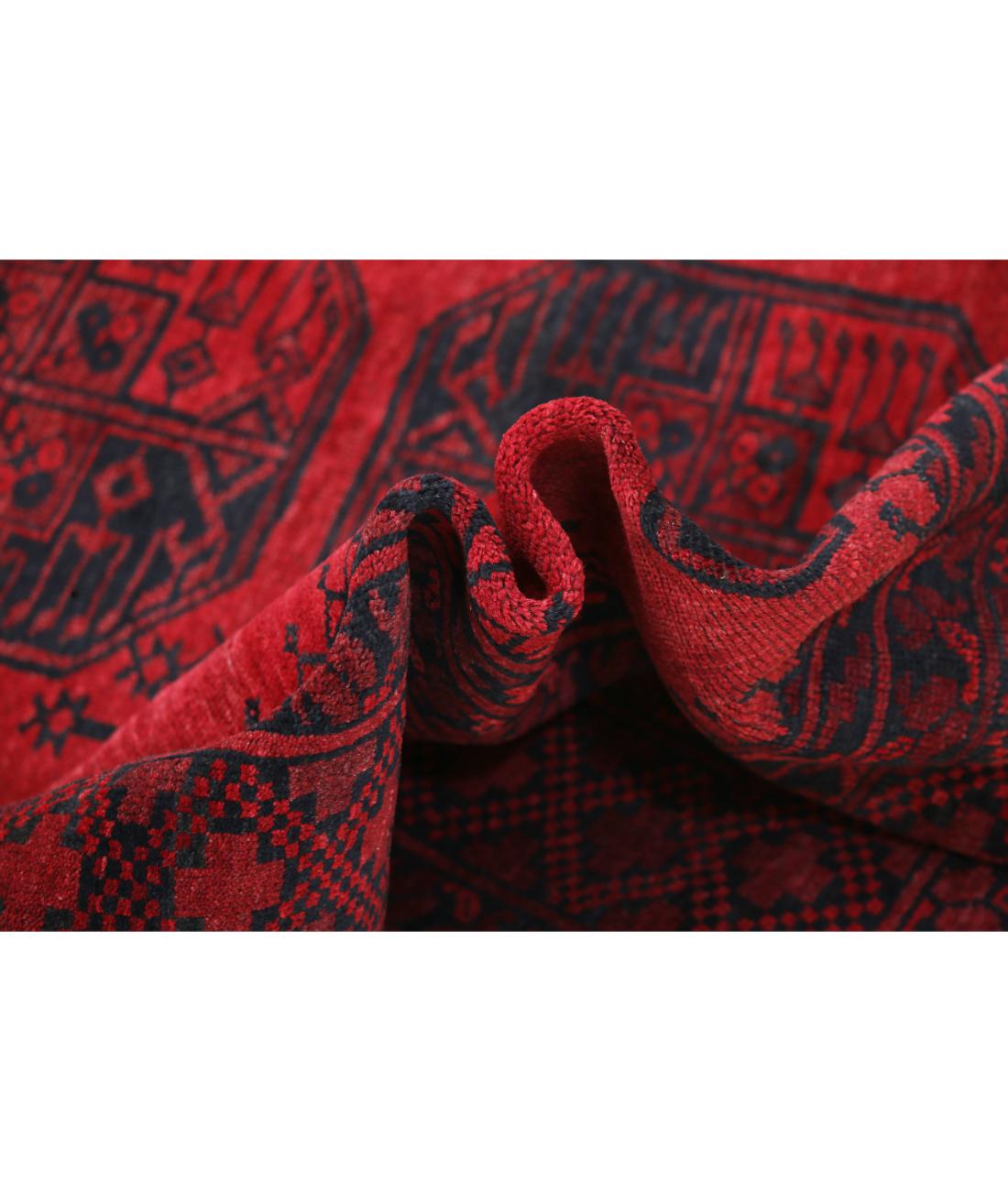 Hand Knotted Afghan Khal Muhammadi Wool Rug - 8'2'' x 10'11'' 8' 2" X 10' 11" (249 X 333) / Red / Black