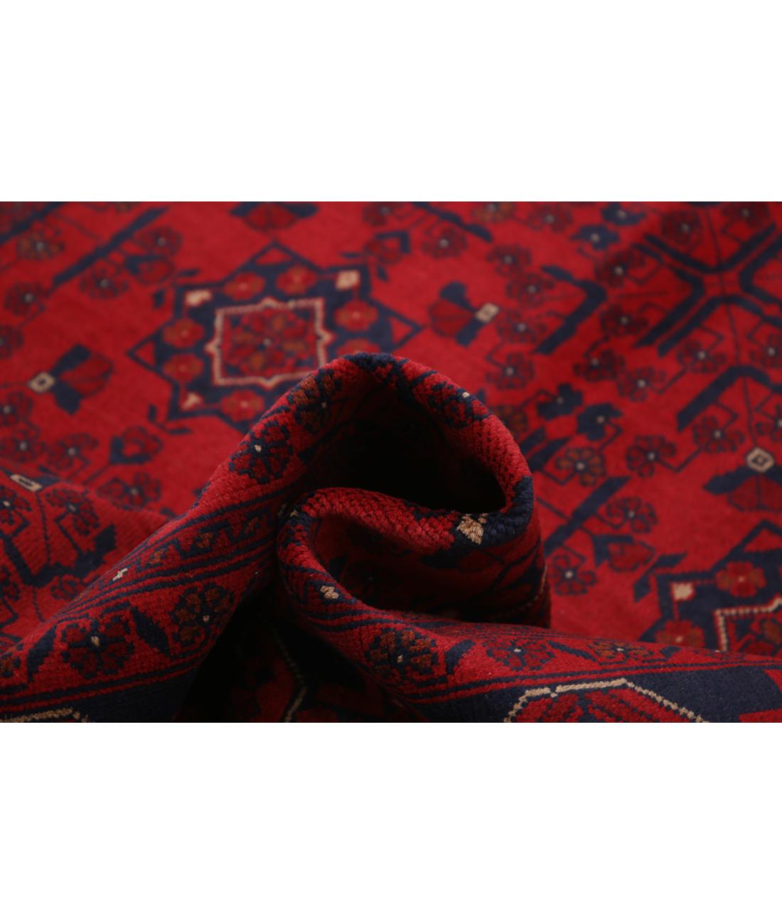 Hand Knotted Afghan Khal Muhammadi Wool Rug - 5'6'' x 7'5'' 5' 6" X 7' 5" (168 X 226) / Red / Blue