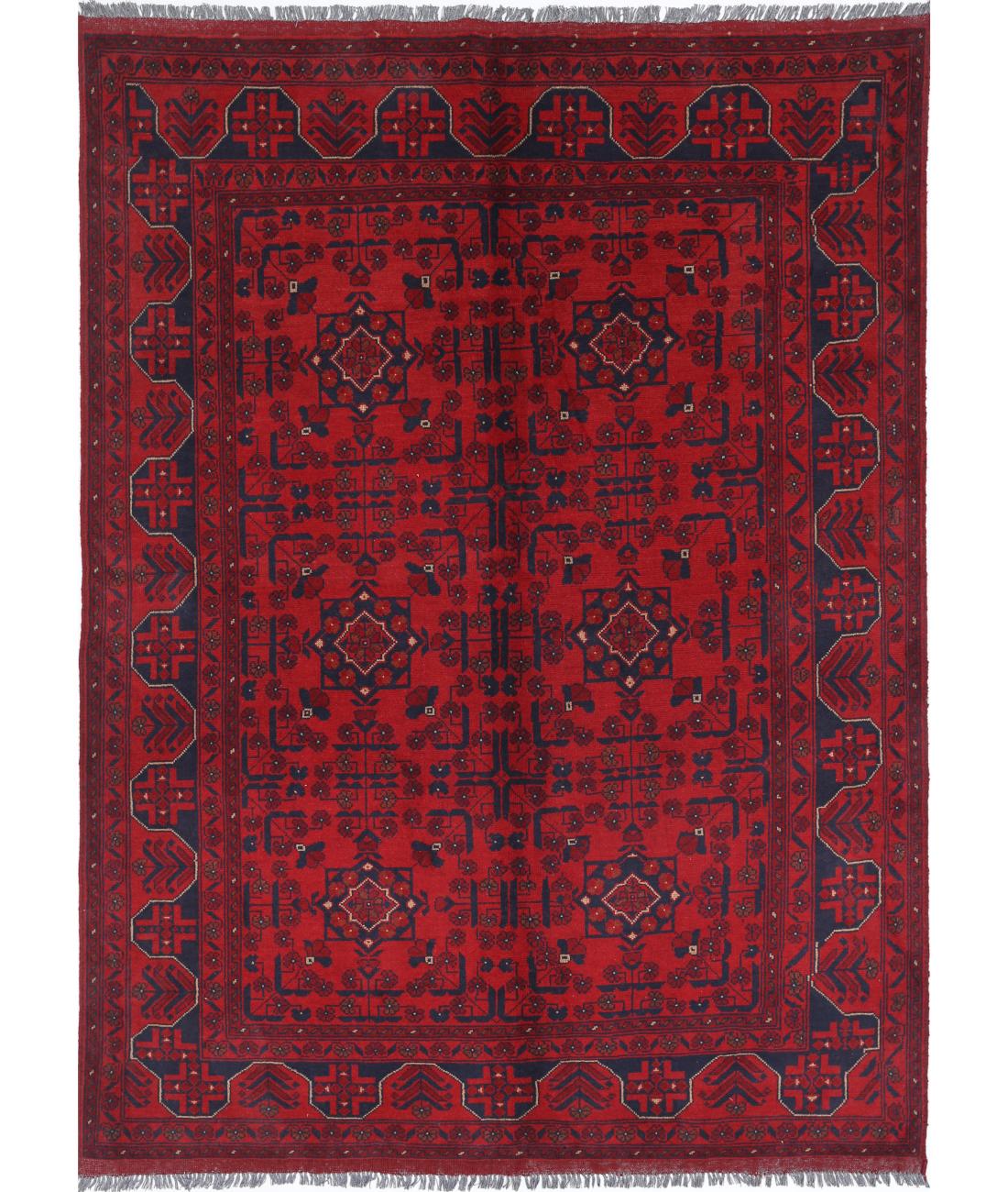 Hand Knotted Afghan Khal Muhammadi Wool Rug - 5'6'' x 7'5''