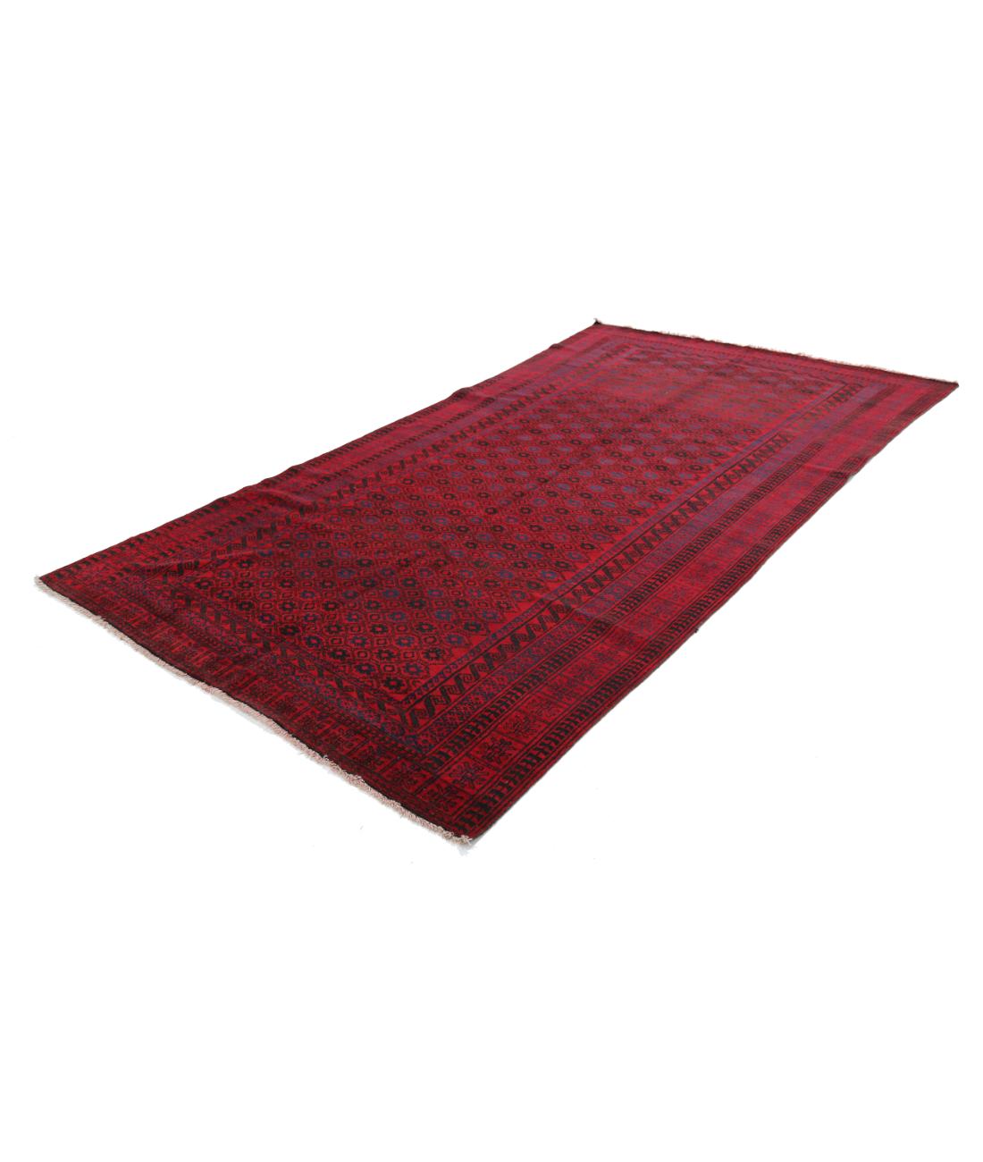 Hand Knotted Afghan Khal Muhammadi Wool Rug - 6'2'' x 11'0'' 6' 2" X 11' 0" (188 X 335) / Red / Blue