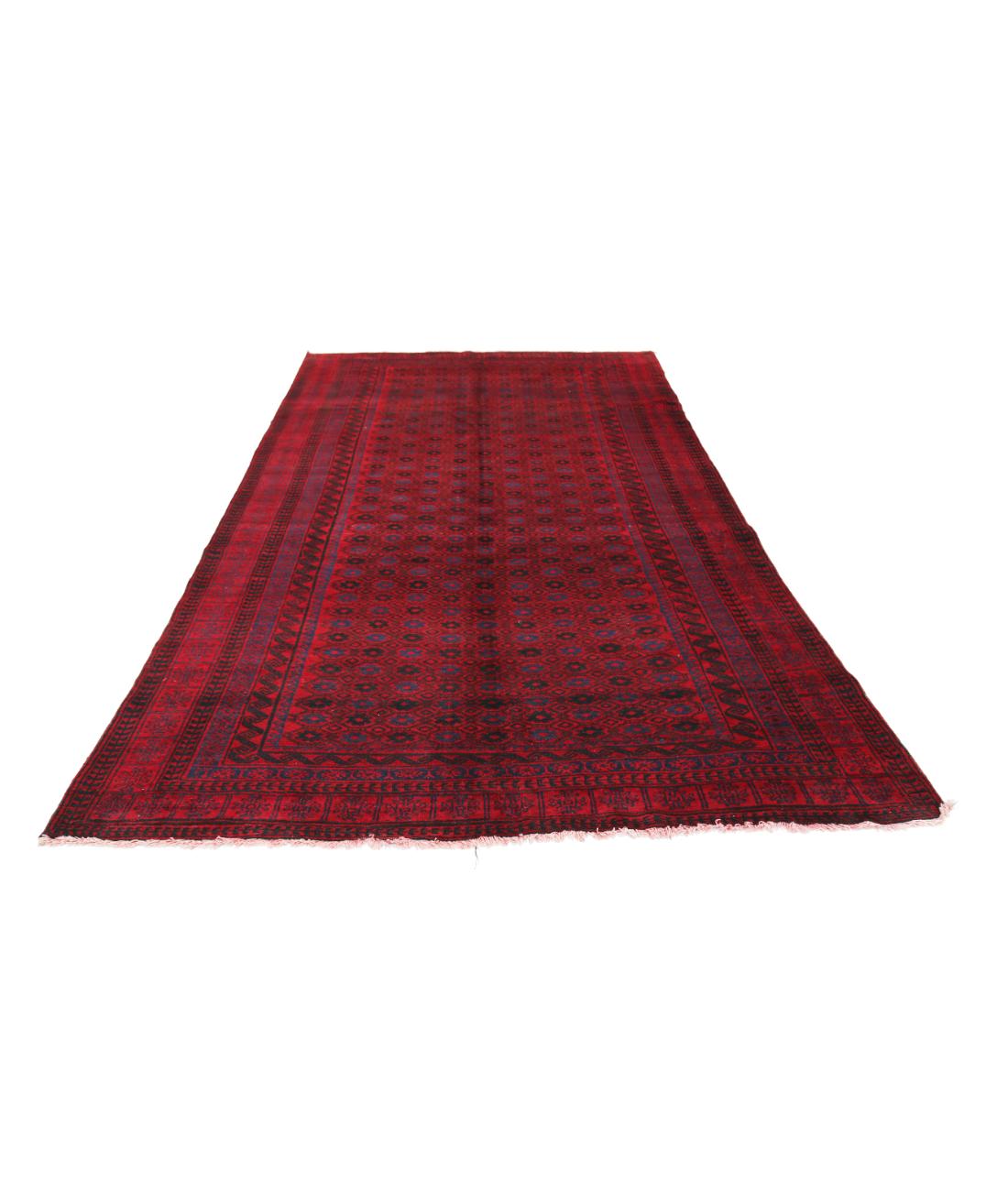 Hand Knotted Afghan Khal Muhammadi Wool Rug - 6'2'' x 11'0'' 6' 2" X 11' 0" (188 X 335) / Red / Blue