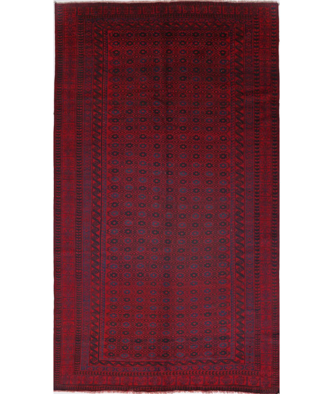 Hand Knotted Afghan Khal Muhammadi Wool Rug - 6&#39;2&#39;&#39; x 11&#39;0&#39;&#39; 6&#39; 2&quot; X 11&#39; 0&quot; (188 X 335) / Red / Blue