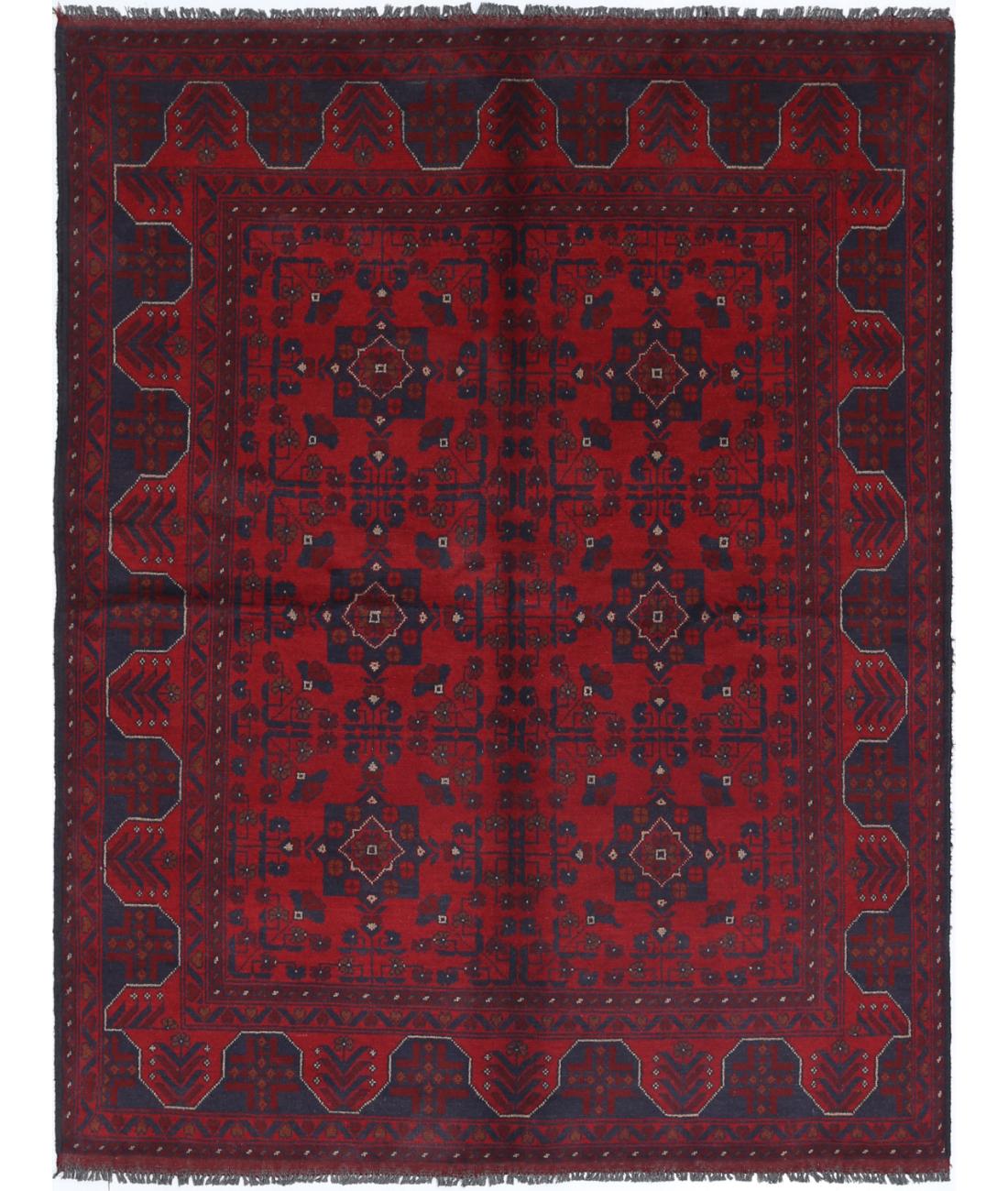 Hand Knotted Afghan Khal Muhammadi Wool Rug - 4'10'' x 6'4''