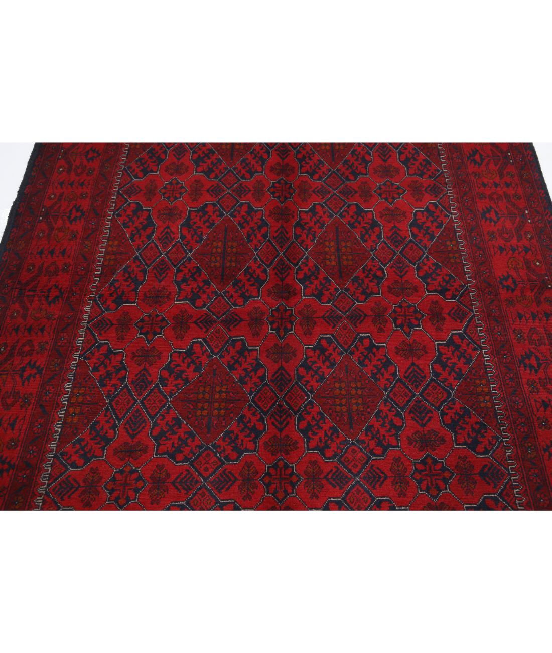 Hand Knotted Afghan Khal Muhammadi Wool Rug - 4'11'' x 6'6'' 4' 11" X 6' 6" (150 X 198) / Red / Blue
