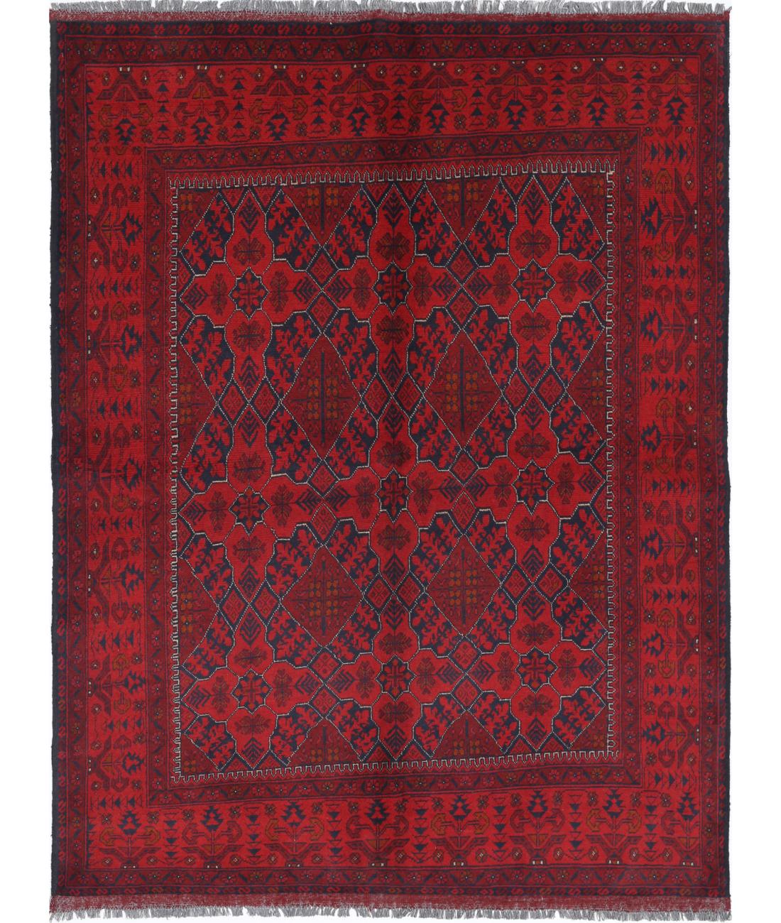 Hand Knotted Afghan Khal Muhammadi Wool Rug - 4'11'' x 6'6''