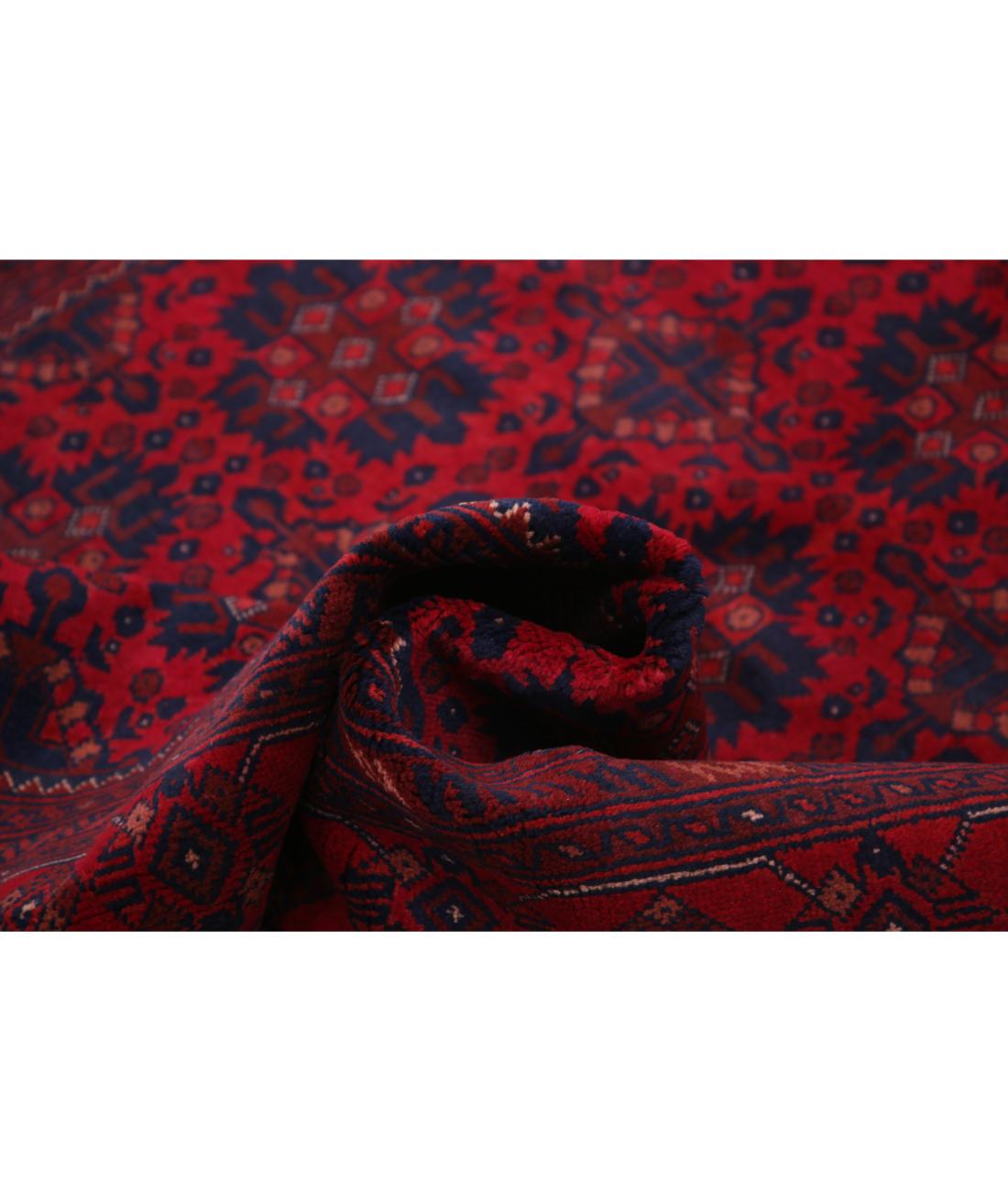 Hand Knotted Afghan Khal Muhammadi Wool Rug - 4'11'' x 6'4'' 4' 11" X 6' 4" (150 X 193) / Red / Blue