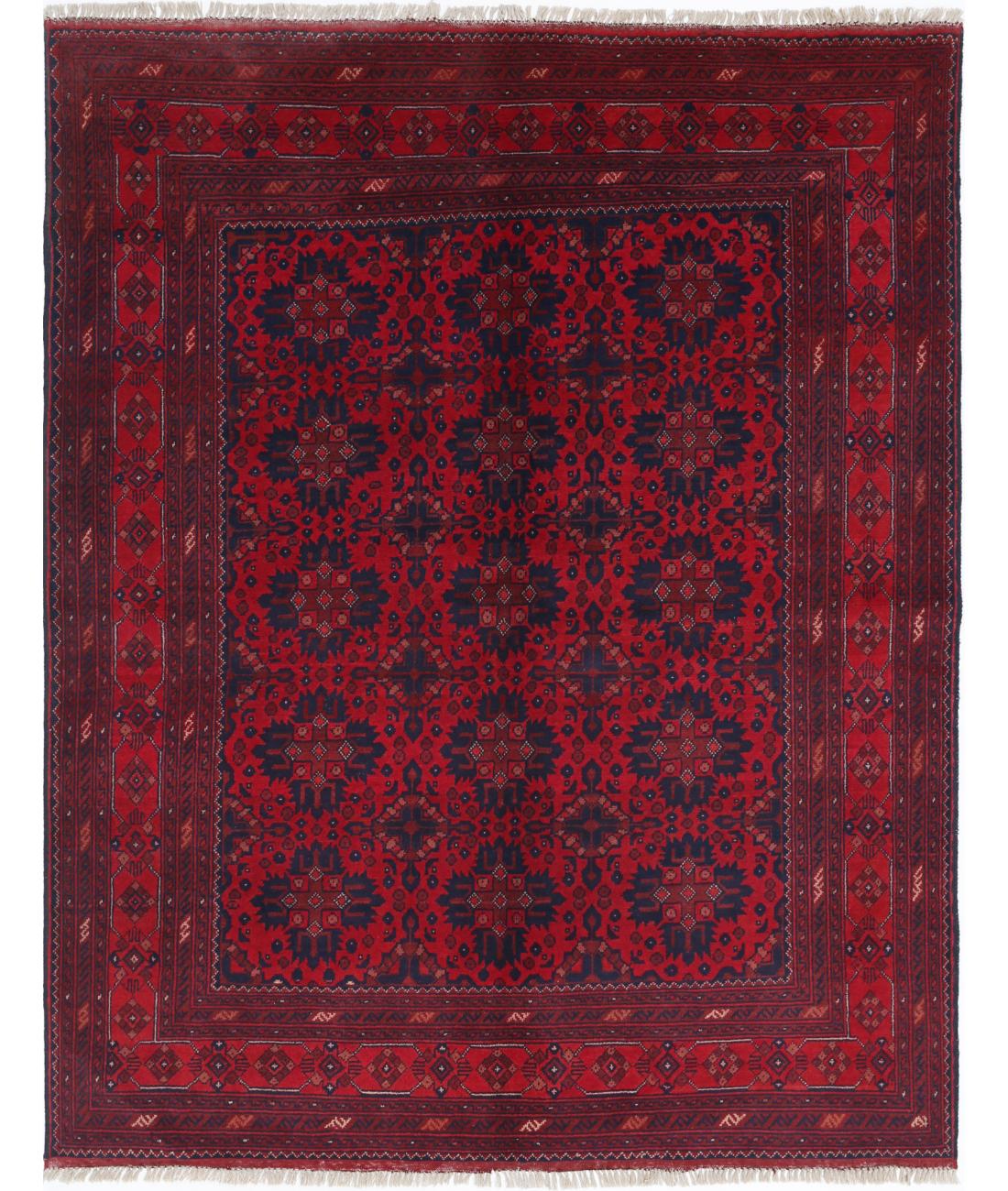 Hand Knotted Afghan Khal Muhammadi Wool Rug - 4'11'' x 6'4''