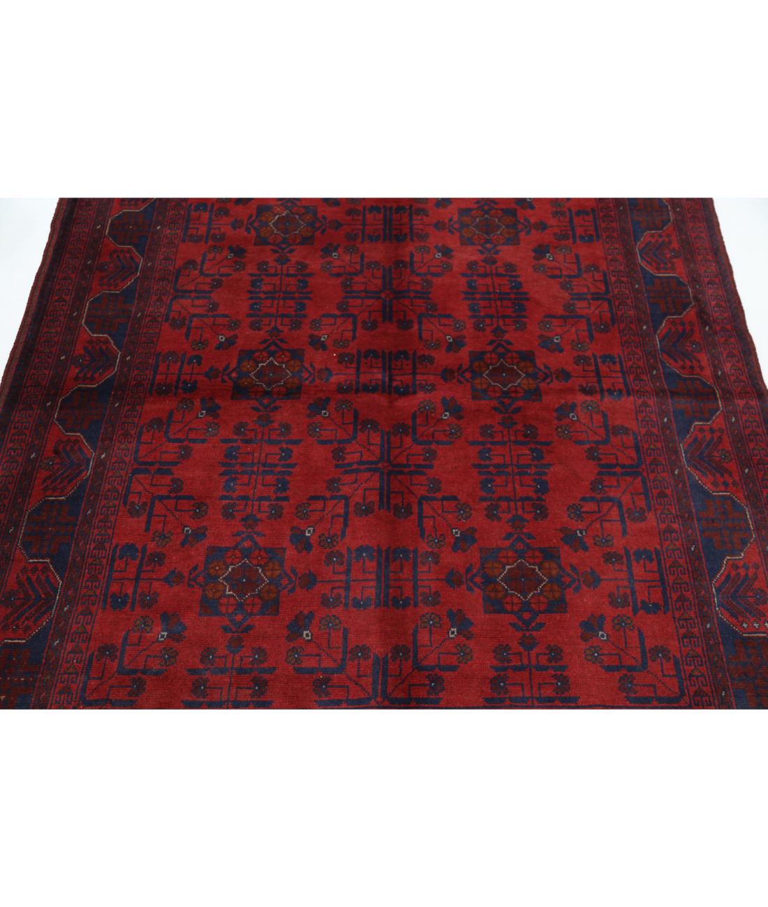 Hand Knotted Afghan Khal Muhammadi Wool Rug - 4'10'' x 6'4'' 4' 10" X 6' 4" (147 X 193) / Red / Blue