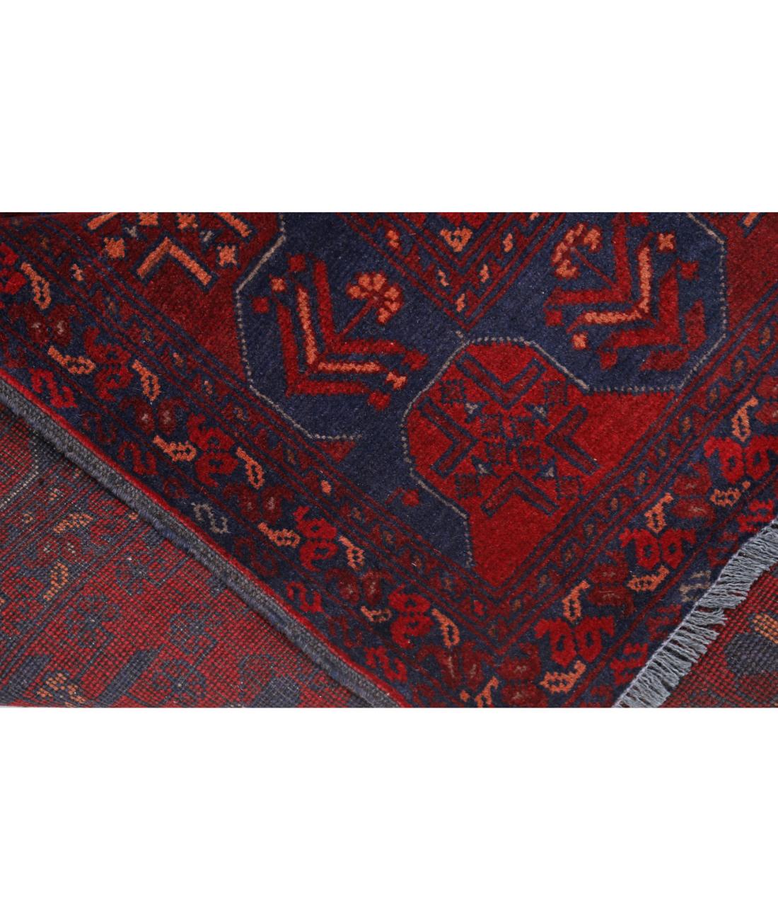 Hand Knotted Afghan Khal Muhammadi Wool Rug - 4'11'' x 6'4'' 4' 11" X 6' 4" (150 X 193) / Red / Blue