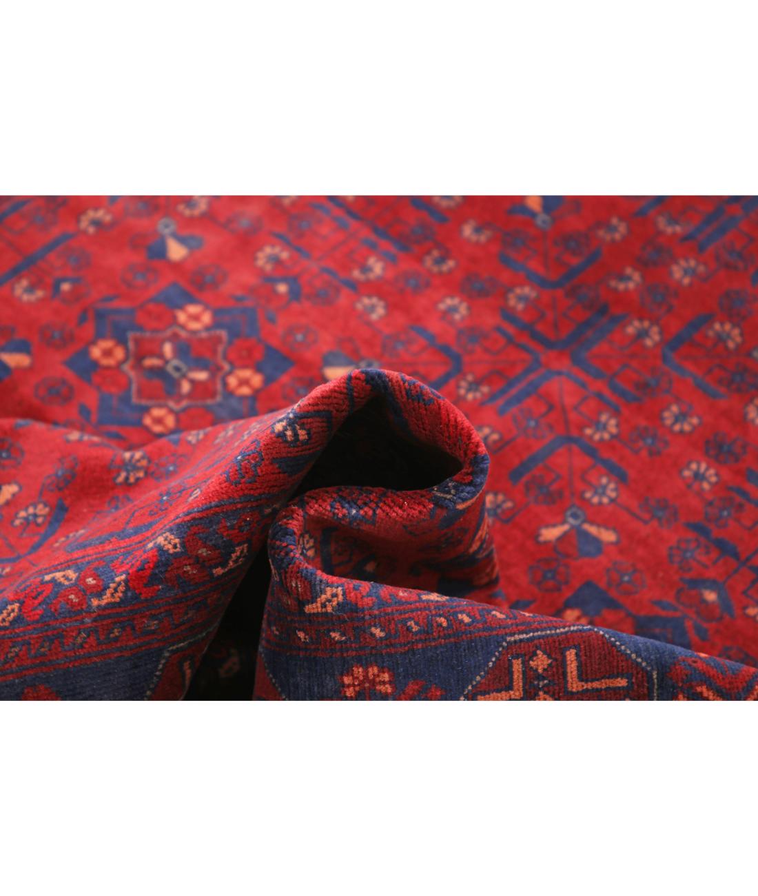 Hand Knotted Afghan Khal Muhammadi Wool Rug - 4'11'' x 6'4'' 4' 11" X 6' 4" (150 X 193) / Red / Blue