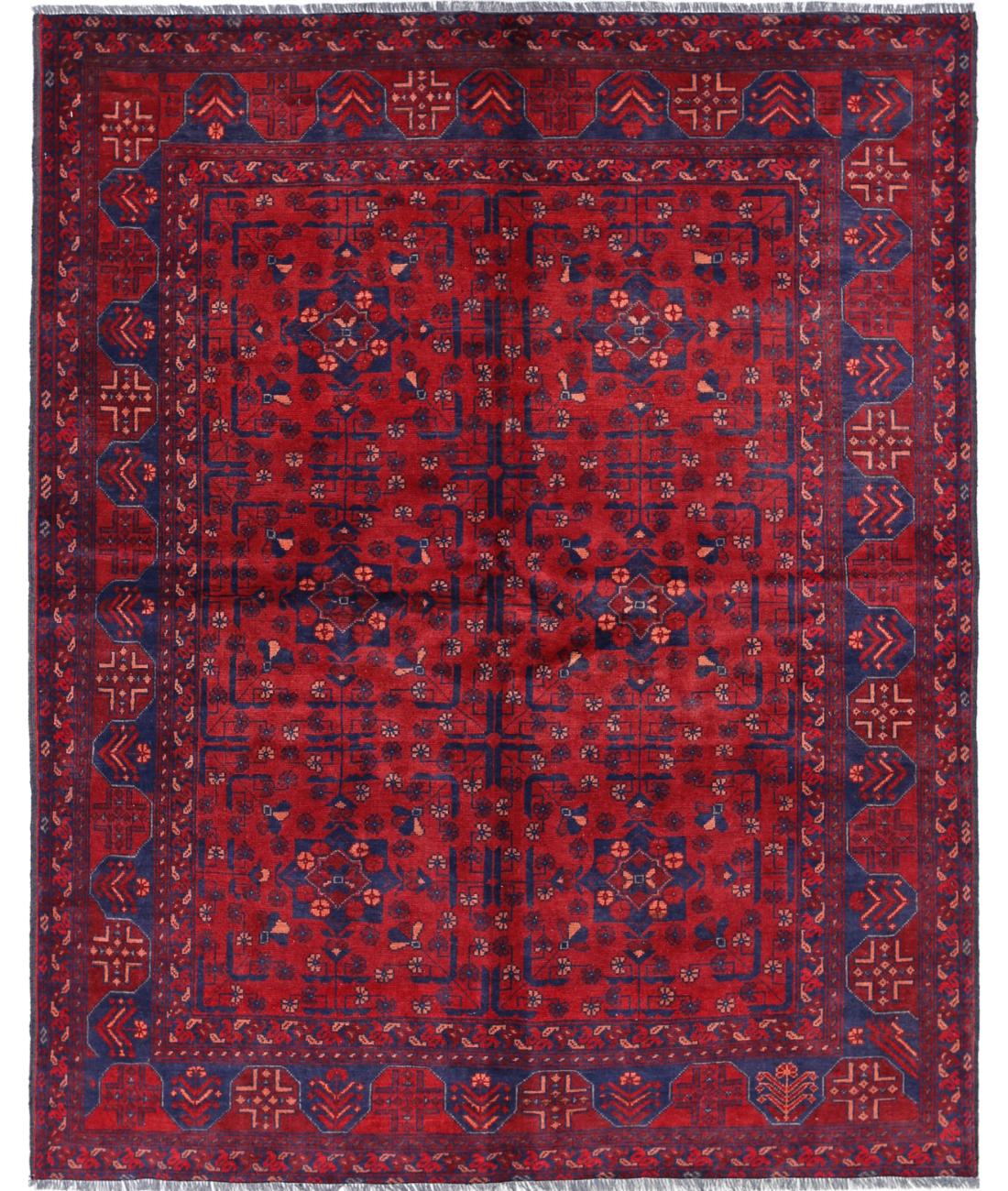 Hand Knotted Afghan Khal Muhammadi Wool Rug - 4'11'' x 6'4''