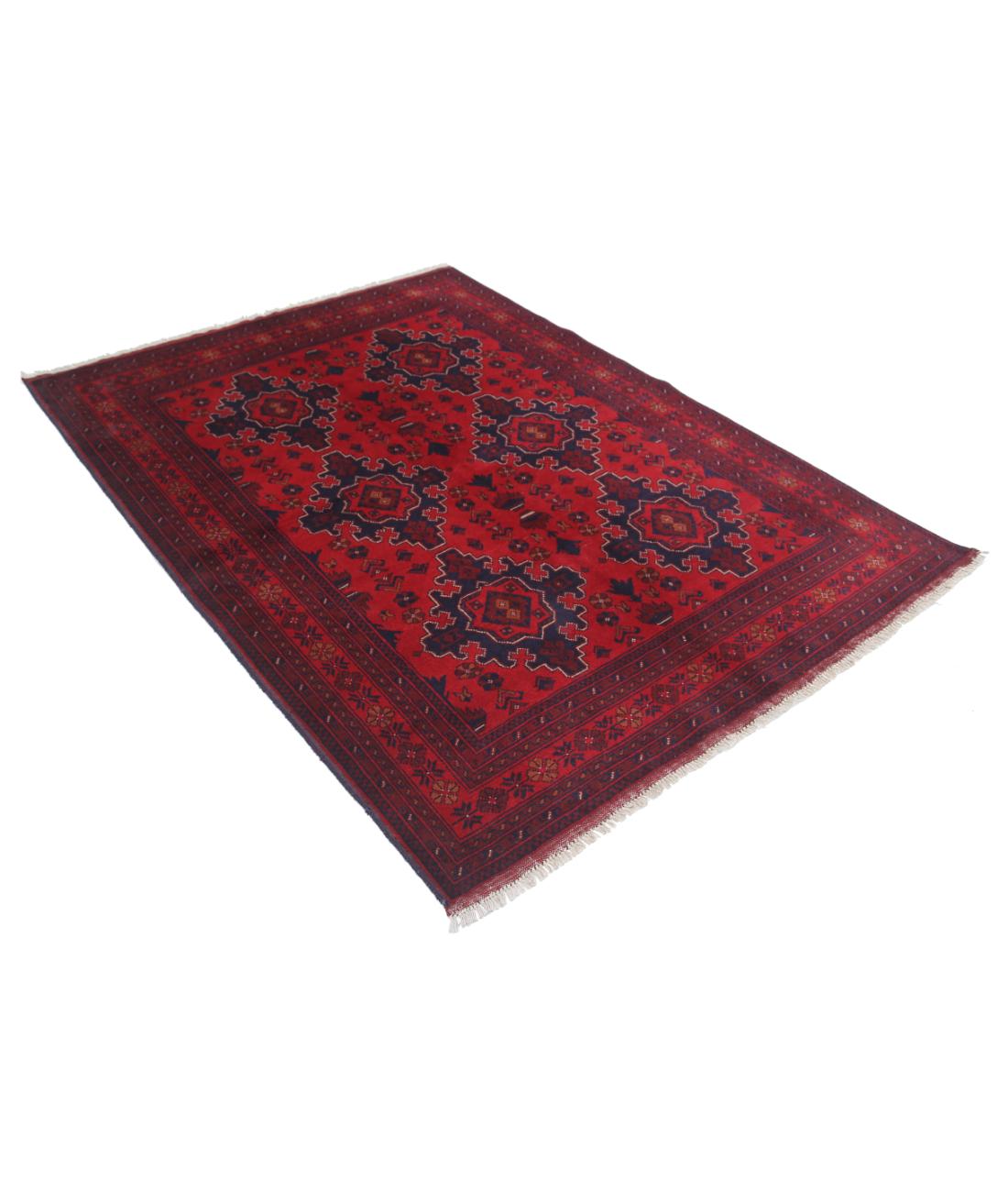 Hand Knotted Afghan Khal Muhammadi Wool Rug - 5'0'' x 6'8'' 5' 0" X 6' 8" (152 X 203) / Red / Blue