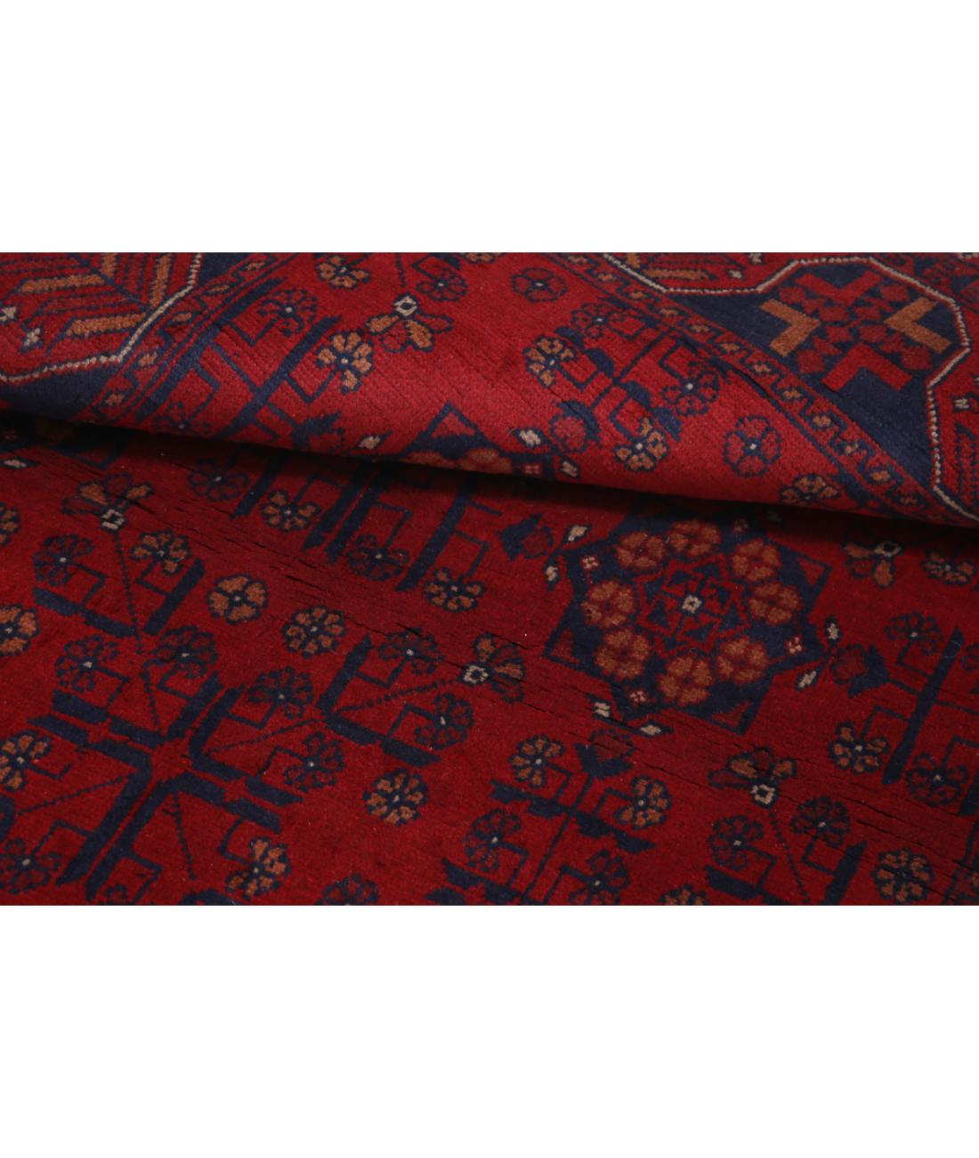 Hand Knotted Afghan Khal Muhammadi Wool Rug - 4'2'' x 6'4'' 4' 2" X 6' 4" (127 X 193) / Red / Blue