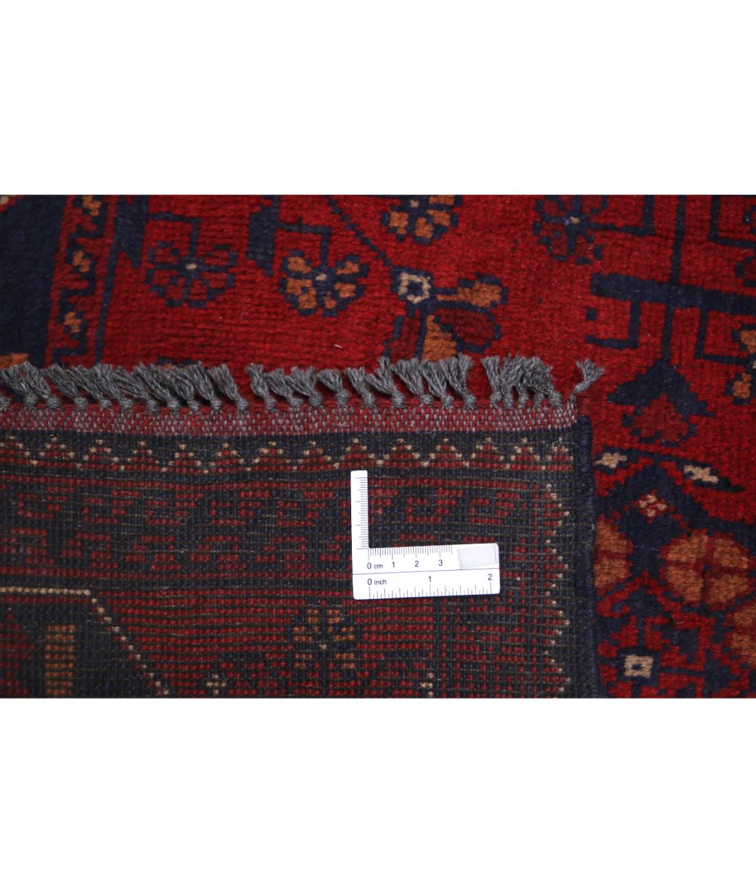 Hand Knotted Afghan Khal Muhammadi Wool Rug - 4'2'' x 6'4'' 4' 2" X 6' 4" (127 X 193) / Red / Blue