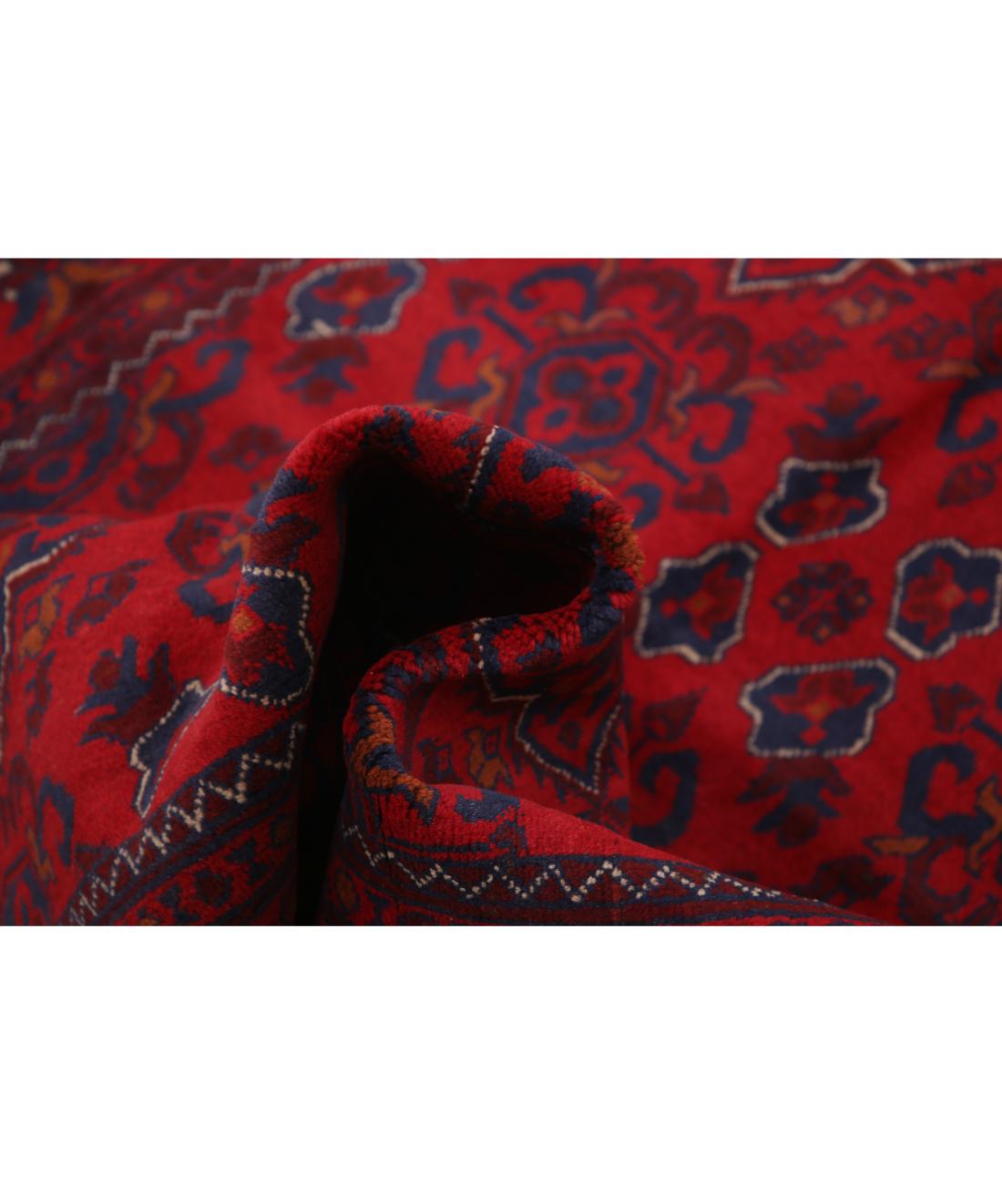 Hand Knotted Afghan Khal Muhammadi Wool Rug - 4'4'' x 6'7'' 4' 4" X 6' 7" (132 X 201) / Red / Blue