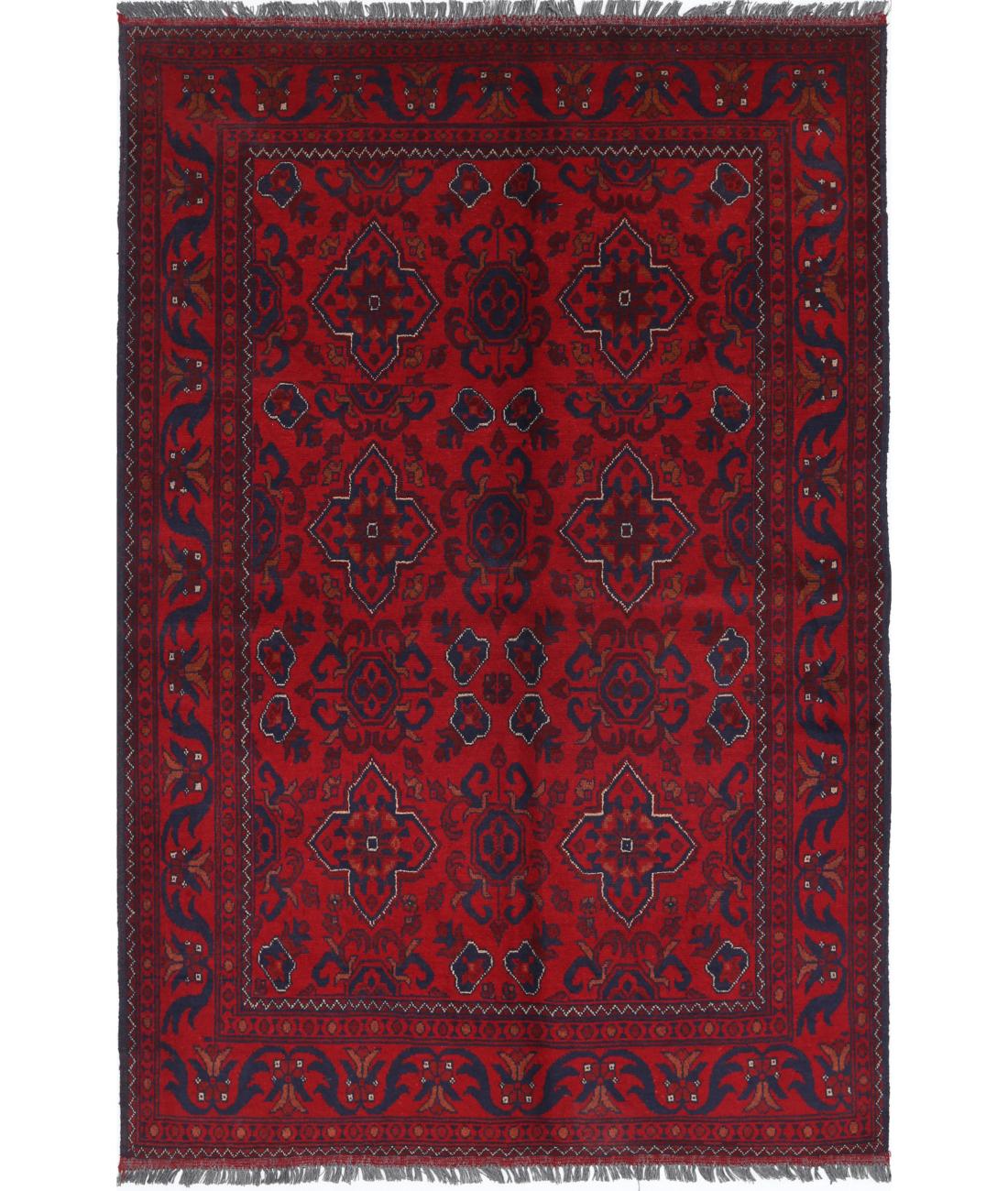 Hand Knotted Afghan Khal Muhammadi Wool Rug - 4'4'' x 6'7''