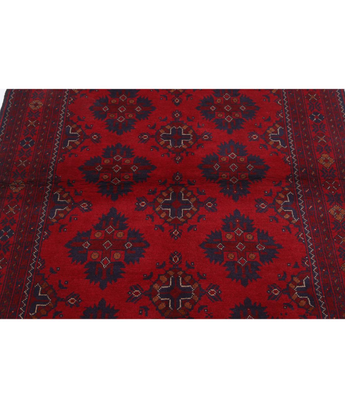 Hand Knotted Afghan Khal Muhammadi Wool Rug - 4'1'' x 6'1'' 4' 1" X 6' 1" (124 X 185) / Red / Blue