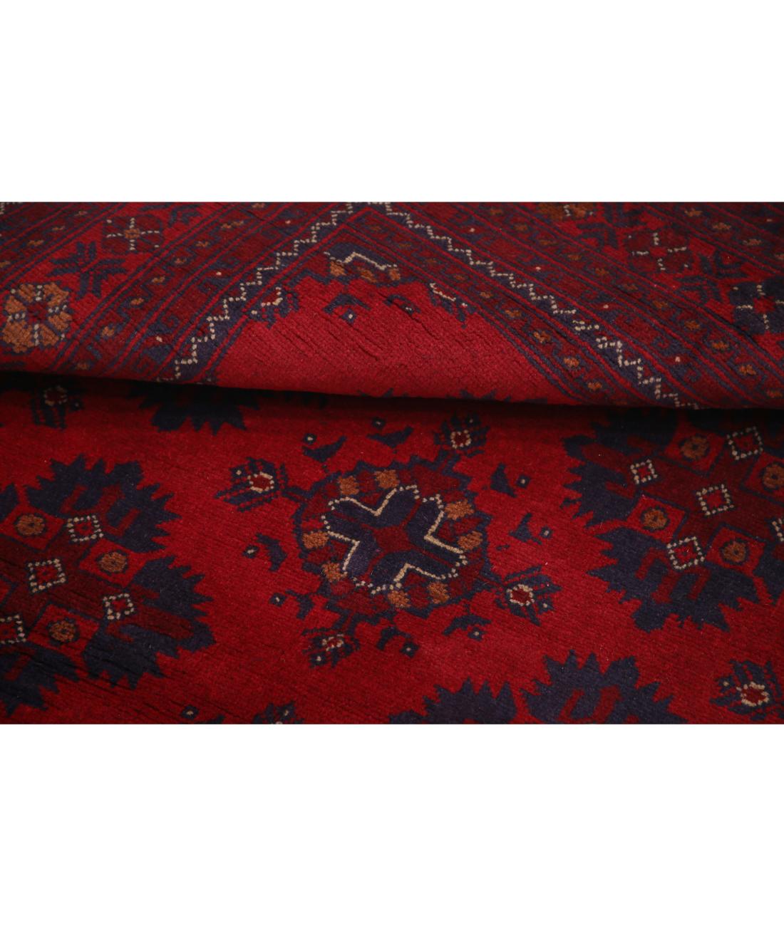 Hand Knotted Afghan Khal Muhammadi Wool Rug - 4'1'' x 6'1'' 4' 1" X 6' 1" (124 X 185) / Red / Blue
