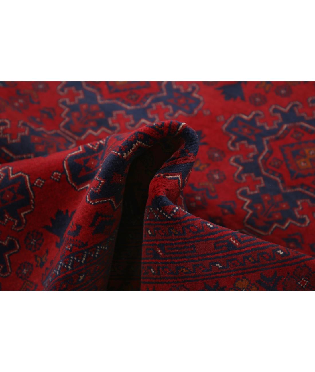 Hand Knotted Afghan Khal Muhammadi Wool Rug - 4'3'' x 6'4'' 4' 3" X 6' 4" (130 X 193) / Red / Blue