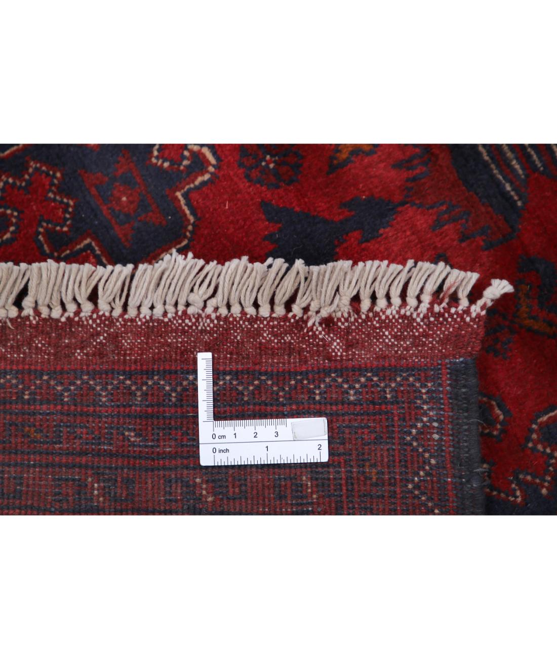 Hand Knotted Afghan Khal Muhammadi Wool Rug - 4'3'' x 6'4'' 4' 3" X 6' 4" (130 X 193) / Red / Blue