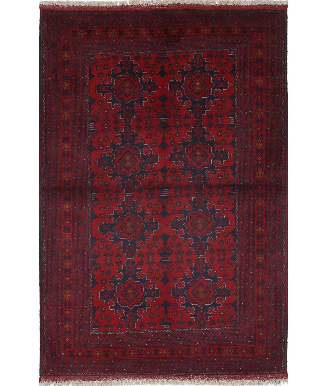 Hand Knotted Afghan Khal Muhammadi Wool Rug - 4'3'' x 6'4''