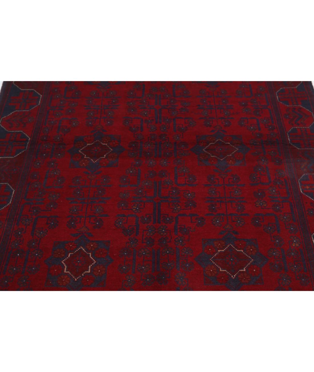 Hand Knotted Afghan Khal Muhammadi Wool Rug - 4'2'' x 6'5'' 4' 2" X 6' 5" (127 X 196) / Red / Blue