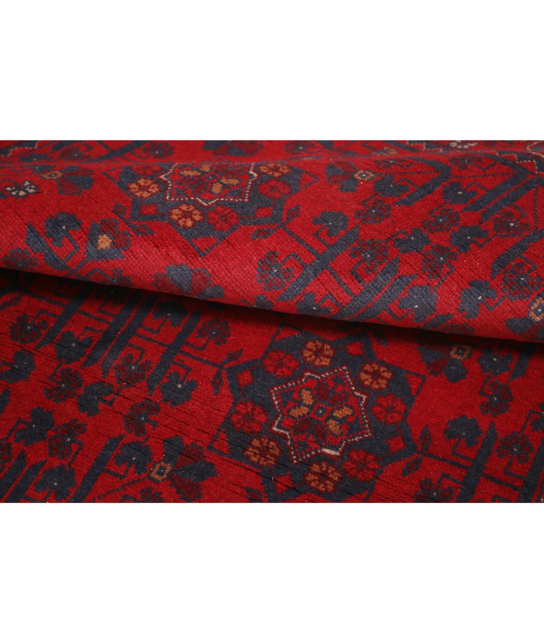 Hand Knotted Afghan Khal Muhammadi Wool Rug - 4'2'' x 6'5'' 4' 2" X 6' 5" (127 X 196) / Red / Blue