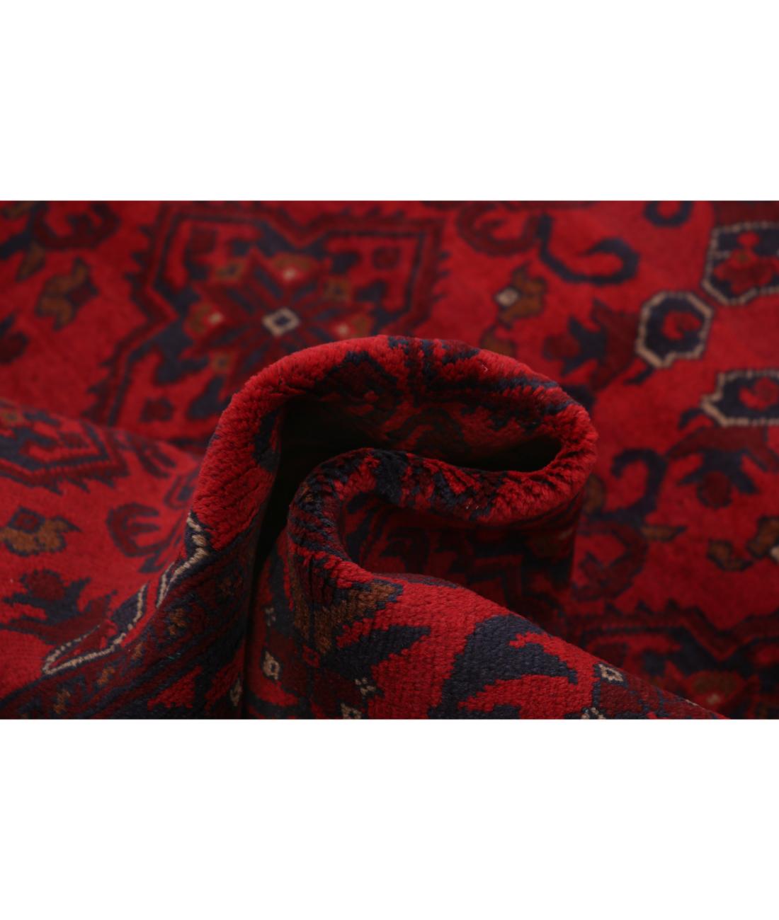 Hand Knotted Afghan Khal Muhammadi Wool Rug - 4'2'' x 6'4'' 4' 2" X 6' 4" (127 X 193) / Red / Blue