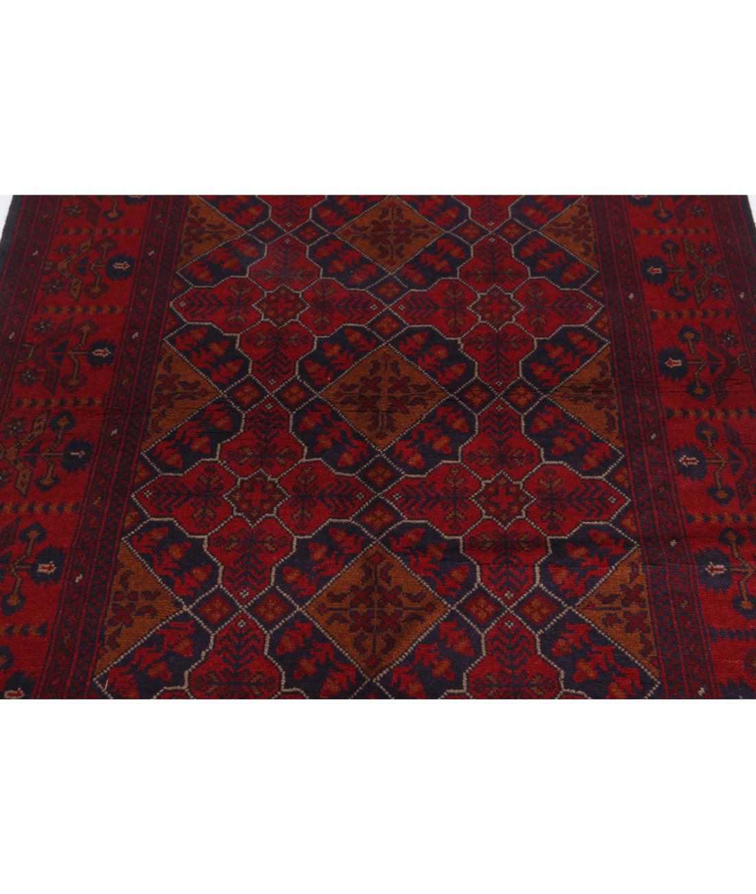 Hand Knotted Afghan Khal Muhammadi Wool Rug - 4'0'' x 6'4'' 4' 0" X 6' 4" (122 X 193) / Red / Blue