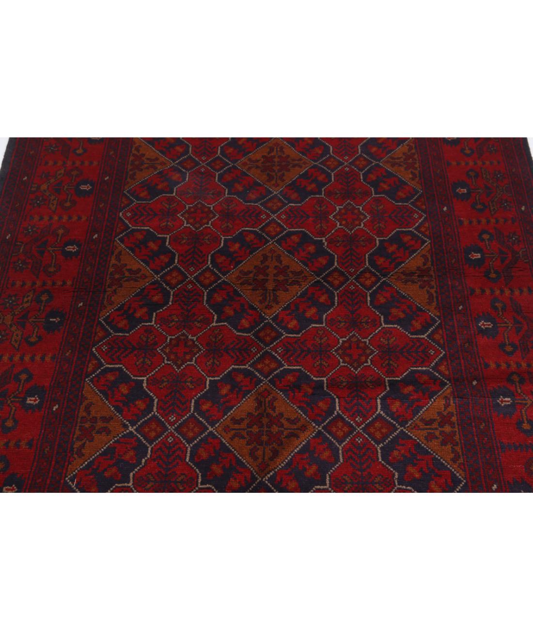 Hand Knotted Afghan Khal Muhammadi Wool Rug - 4'0'' x 6'4'' 4' 0" X 6' 4" (122 X 193) / Red / Blue