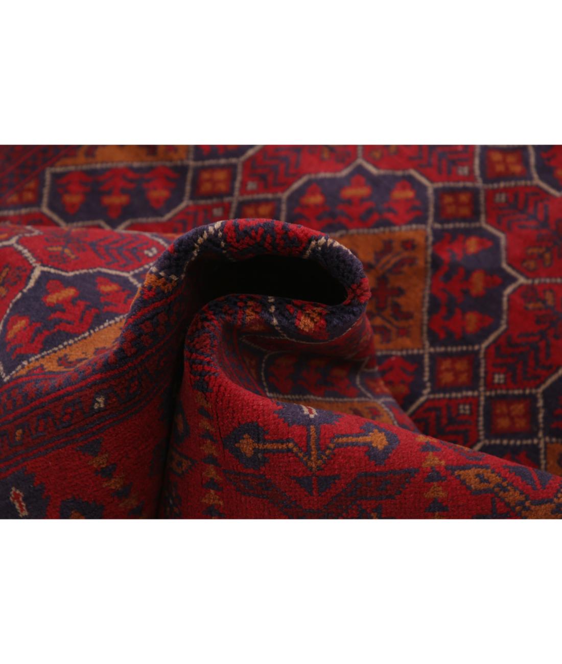 Hand Knotted Afghan Khal Muhammadi Wool Rug - 4'0'' x 6'4'' 4' 0" X 6' 4" (122 X 193) / Red / Blue