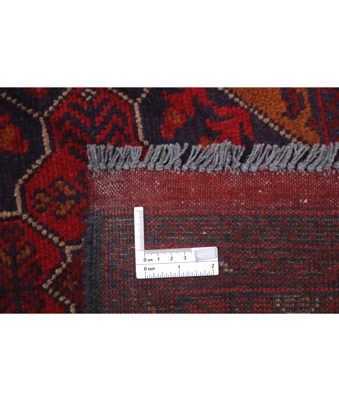 Hand Knotted Afghan Khal Muhammadi Wool Rug - 4'0'' x 6'4'' 4' 0" X 6' 4" (122 X 193) / Red / Blue