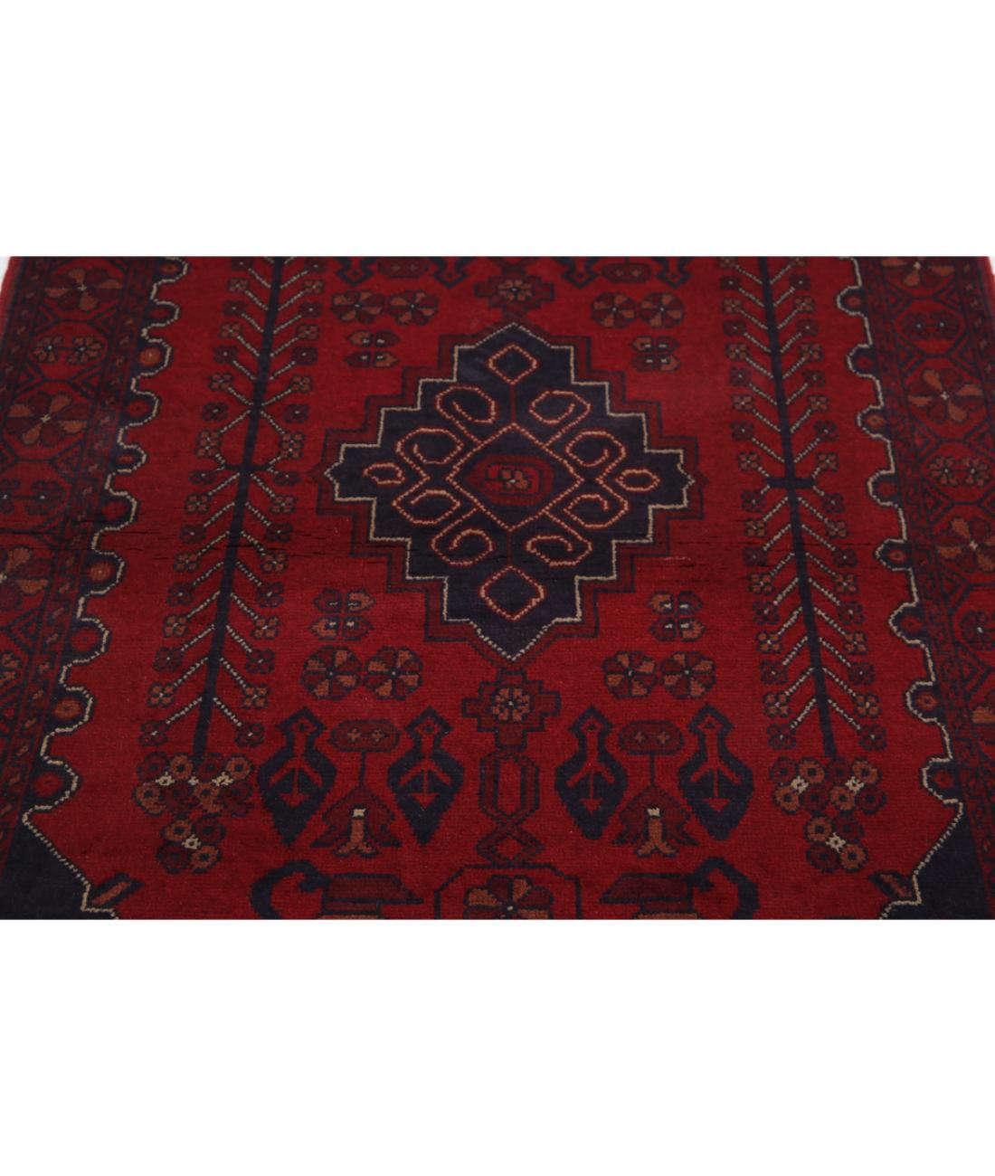 Hand Knotted Afghan Khal Muhammadi Wool Rug - 3'3'' x 5'0'' 3' 3" X 5' 0" (99 X 152) / Red / Blue