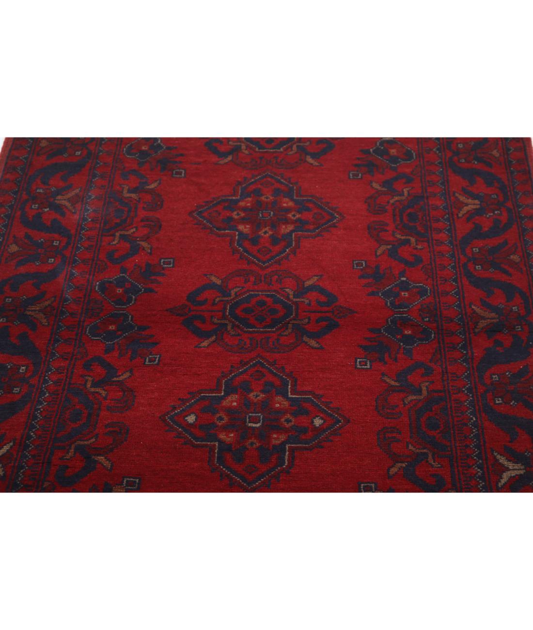 Hand Knotted Afghan Khal Muhammadi Wool Rug - 3'3'' x 4'6'' 3' 3" X 4' 6" (99 X 137) / Red / Blue
