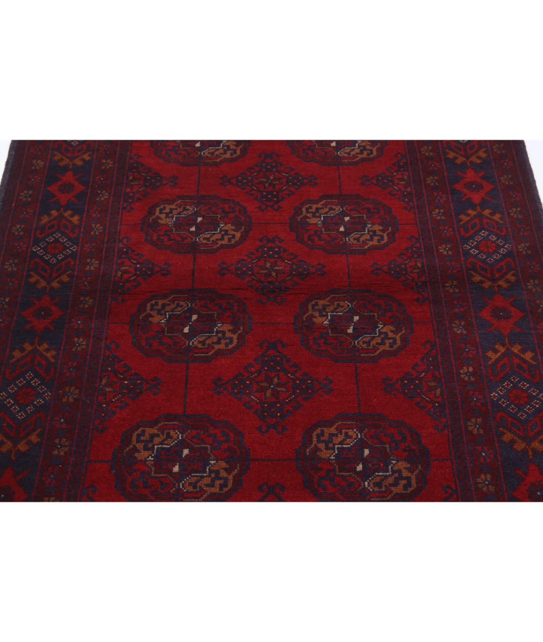 Hand Knotted Afghan Khal Muhammadi Wool Rug - 3'6'' x 5'0'' 3' 6" X 5' 0" (107 X 152) / Red / Blue