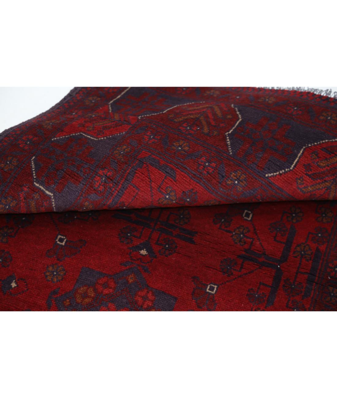 Hand Knotted Afghan Khal Muhammadi Wool Rug - 3'4'' x 4'9'' 3' 4" X 4' 9" (102 X 145) / Red / Blue